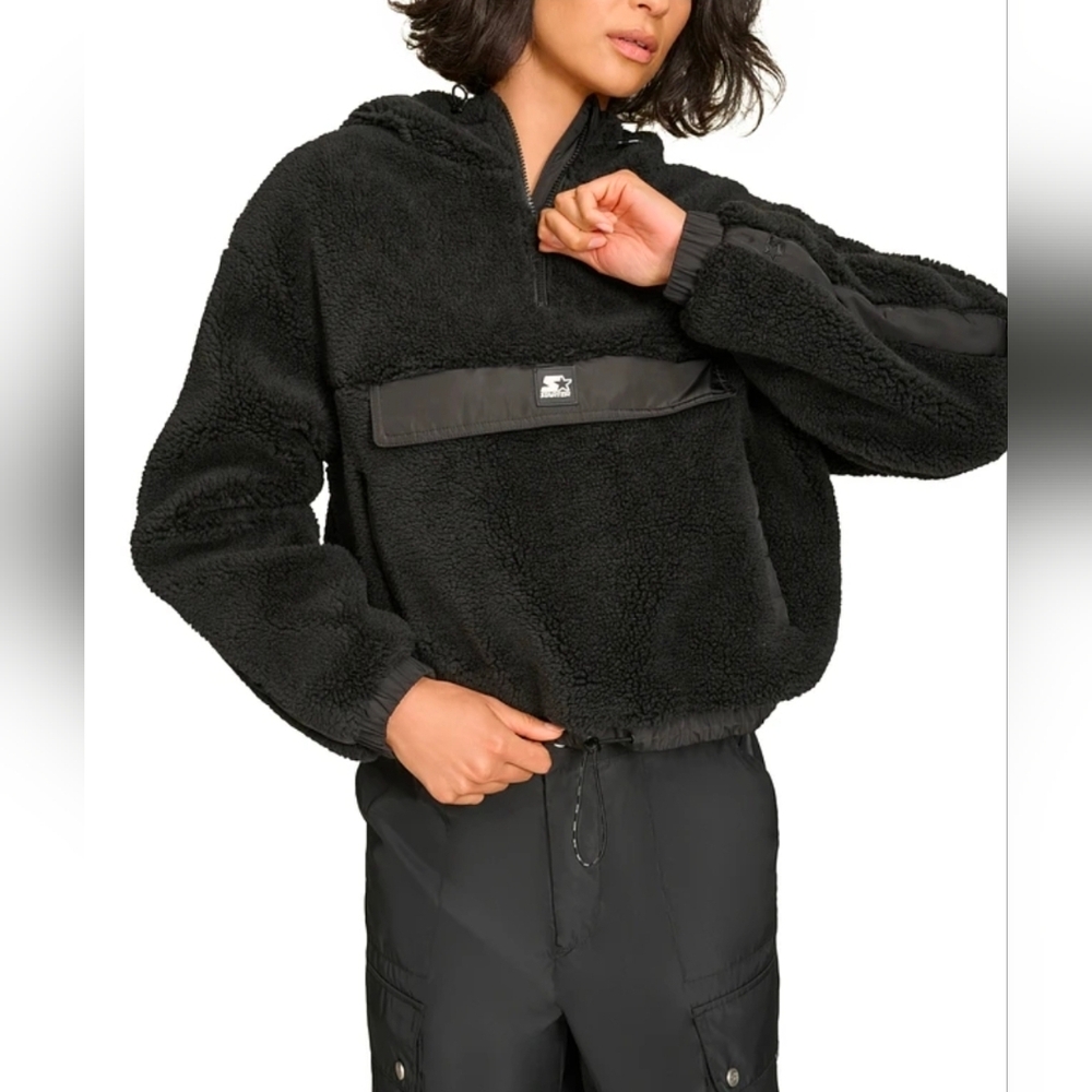 NWT Black Label Starter 1/4 Zip Sherpa Pullover Hoodie